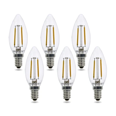 Afbeelding van E14 LED Filament Kaarslamp 2W warm Wit Dimbaar 6 Pack 2200K (Extra wit)