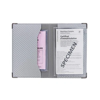 Afbeelding van SANS Color Pop papierhouder voor voertuig, carbon oppervlak, kleur: grijs/zilver, incl. transparant etui grijze kaart