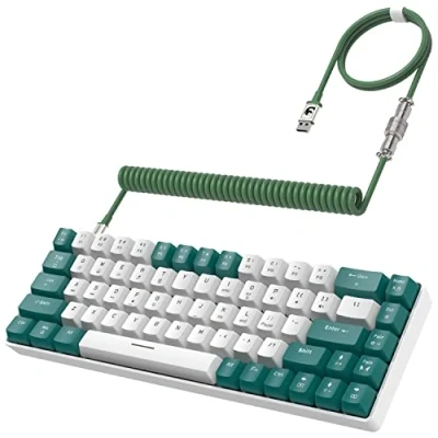 Afbeelding van YINDIAO T8 60% Gamingtoetsenbord,68 Toetsen,US Layout,Compact Bedraad Mechanisch Toetsenbord met 18 Chroma RGB Backlight,Blauwe Schakelaar,USB C opgerolde Toetsenbordkabel,voor PC,PS4 Groen