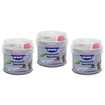 Afbeelding van Presto 2K plastic plamuur 3 stuks á 250 g zwart