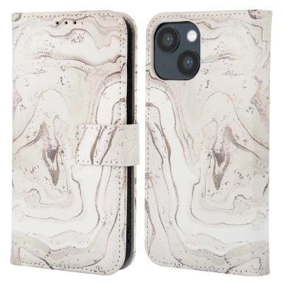 Afbeelding van Apple iPhone 14 Hoesje Kunstleder imoshion Bookcase Sandy Marble Telefoonhoesje