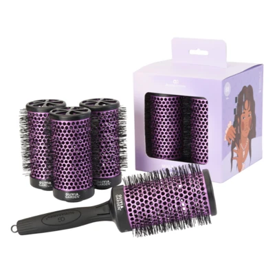 Afbeelding van Olivia Garden Multibrush Curlers Kit Maat 55 4 vaten van dezelfde grootte en 1 handvat Leave In Barrels perfect voor krullen volume