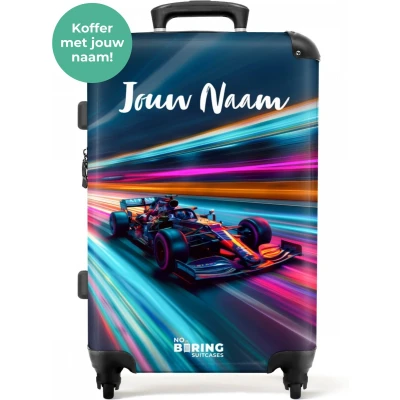 Afbeelding van NoBoringSuitcases.com® Koffer kinderen jongens Kinderkoffer formule 1 auto jongen Reiskoffer lichtgewicht met 4 wielen Grote trolley XL 20 kg bagage