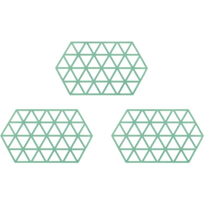 Afbeelding van Krumble Siliconen pannenonderzetter Hexagon lang Groen Set van 3