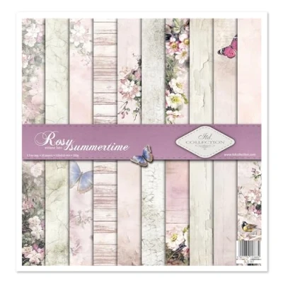 Afbeelding van ITD Collection scrapbooking pakket 30 x cm, papier, decoratief decoupage, kaarten maken, papierformaat 310 320 mm (roze zomertijd) (SLS 007) 10 vellen + 1