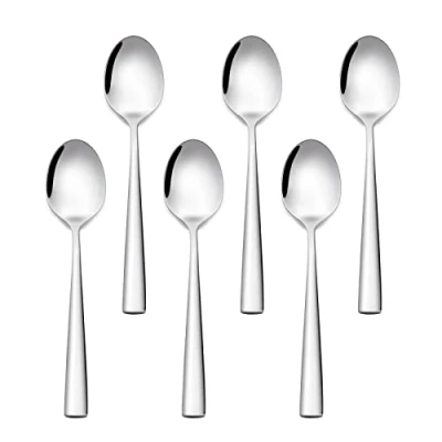 Afbeelding van Otto Koning Leipzig Roestvrijstalen theelepels, 6 theelepels met spiegelglans, koffielepels modern en elegant design. (6 Stuks)