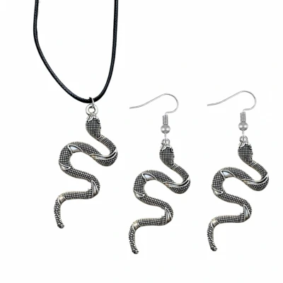 Afbeelding van Set ketting zilver oorbellen slang zilverkleur Charme Bijoux