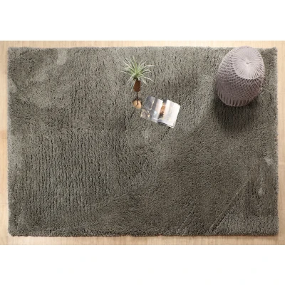 Afbeelding van Vloerkleed Berlin Hoogpolig Fluffy Effen Groen Rechthoek Polyester 160x230 cm