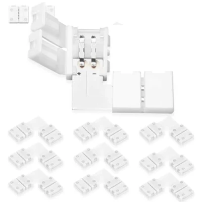 Afbeelding van UBRAVE LED Strip Connector, 10 stuks 2 Pin 8mm Light Conner 8 mm Stripe connector adapter, voor 3528/2835 Multi color zonder solderen, L vorm