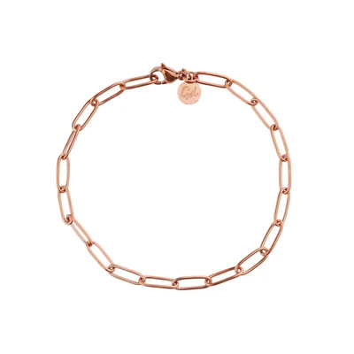 Afbeelding van GD GOOD.designs EST. 2015 Dames roségouden schakelarmband met 18K goudplating Waterbestendig Fijne roestvrijstalen I In maat verstelbare schakelketting