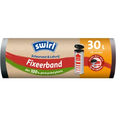 Afbeelding van Grijze Vuilniszak Fixeerband 90 Zakken 30 Liter LDPE 47cm x 78cm (Swirl Pedaalemmerzakken)