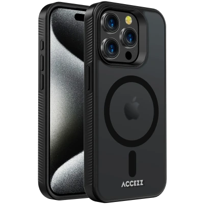 Afbeelding van Apple iPhone 15 Pro MagSafe Hoesje Kunststof Accezz Hardcase/Backcover Zwart Telefoonhoesje Shockproof/Valbescherming