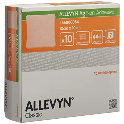 Afbeelding van ALLEVYN Ag Non Adhesive, schuimverband niet klevend 10cm x 10cm, 10 st.