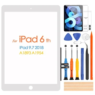 Afbeelding van ARSSLY touchscreen voor iPad 2018 9.7 A1893 A1954 Digitizer scherm 6 met reparatieset, vervanging 6e (zonder home knop, geen LCD display) (wit)
