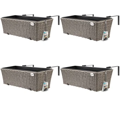Afbeelding van Casaria Polyrattan Balkon Plantenbak 4 Stuks a 11 Liter Beige