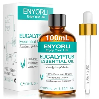 Afbeelding van ENYORLI Eucalyptus Essentiële Olie 100ML 100% Natuurlijk Onverdund Geen Dierproeven, Voor Aromatherapie Massage Huidverzorging Luchtzuivering DIY Yoga