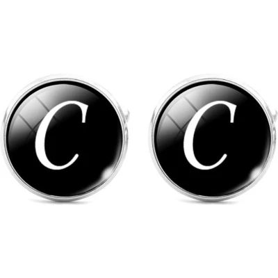 Afbeelding van Montebello Manchetknopen Letter C Metaal Alfabet Glas ∅16mm