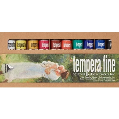 Afbeelding van Maimeri Box in Catone met 10 buizen, 20 ml, verschillende kleuren, lijn Tempera Fine