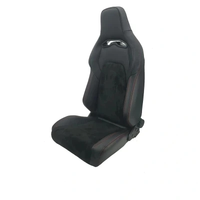 Afbeelding van AutoStyle Sportstoel &#039;VGR Premium&#039; Zwart Leder &amp; Alcantara + Rode stiksels Dubbelzijdig verstelbare rugleuning incl. sledes