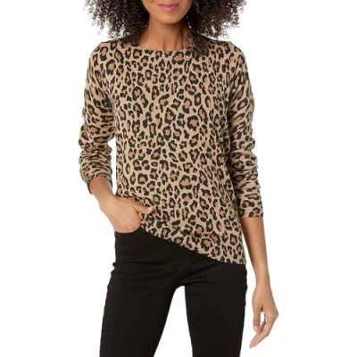 Afbeelding van Amazon Essentials Lichtgewicht Crewneck Sweater Camel Heather Animal Print, XS