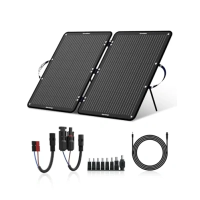 Afbeelding van ECO WORTHY 100 W Opvouwbaar zonnepaneel 12 V met 10 DC adapter, 30/40 verstelbare standaard, voor draagbaar powerstation, camper, caravan, camping