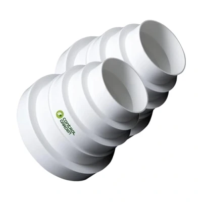 Afbeelding van CONTROL GARDEN Pack x 2 universele verloopstukken voor ventilatiesystemen, wit, verbindingsstuk ventilatiekanalen, diameter Ø 80 100 110 125 150 mm verloopstuk buis