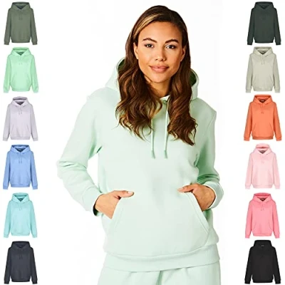 Afbeelding van Light And Shade Dames Super Soft Touch Pastel Bright Loungewear Hoodie Capuchon Sweatshirt Top, Mist Jade, XS