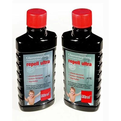Afbeelding van iXtral ® repell ultra glasverzegelingsset tegen kalk &amp; vuil voor douche tegels. Met diepe reiniger en polish ook badkuipen.