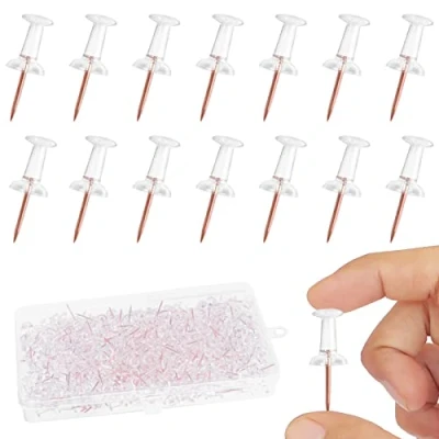 Afbeelding van Vicloon Spelden, 300 Stuks Kaartspijker in Diabolo vorm Met Plastic Doosje, Spelden Van Hoge Kwaliteit en Robuust, Kaartpennen Voor Schoolbord, Wereldkaart, Kurkbord （rose goud）