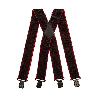 Afbeelding van Olata Extra Brede X Vorm Bretels met Dikke Stof 5 cm. Zwart/Rood (Zwarte Clips)