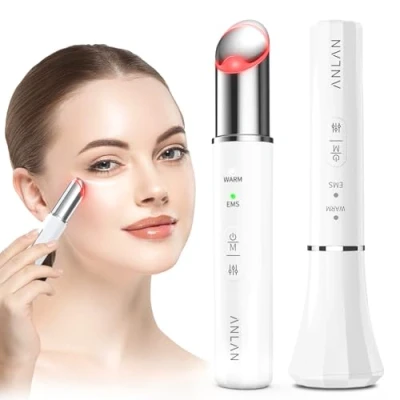 Afbeelding van ANLAN Oogmassageapparaat, EMS oogapparaat, anti rimpel en aging, rood licht &amp; Azu led therapie, 40 C warm kompres, verbetering van de oogkringen, zakken, zwellingen, rimpels, oogcontour