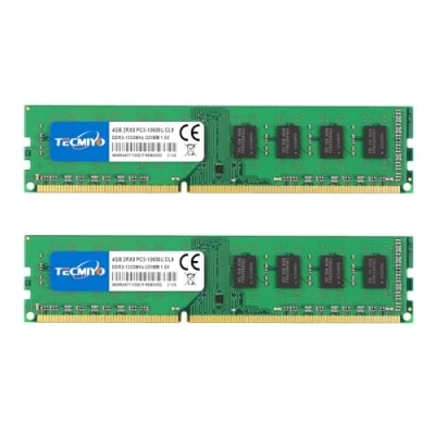 Afbeelding van Tecmiyo 8 GB Kit (2 X 4 GB) PC3 10600U DDR3 1333 MHZ DIMM UDIMM 2RX8 Dual Rank CL9 1.5V 240 Pin. Ongebufferd Niet ECC desktop geheugen RAM voor Intel en AMD systemen
