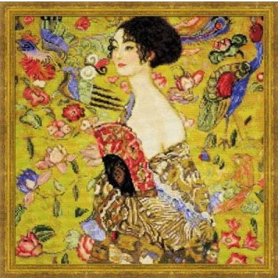 Afbeelding van Riolis Borduurpakket Lady with Fan Klimt, OSFA