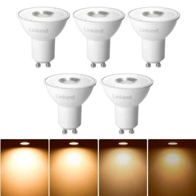 Afbeelding van Linkind Dimbare ledlampen, 5,7 watt, GU10, vervanging van halogeenlamp 75 600 lumen, 2700 K warm wit spotlight lamp met brede 110 graden stralingshoek, MR16 led gloeilamp, 5 stuks.