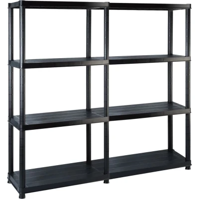 Afbeelding van vidaXL Opbergrek 4 laags 122x30,5x130 cm kunststof zwart