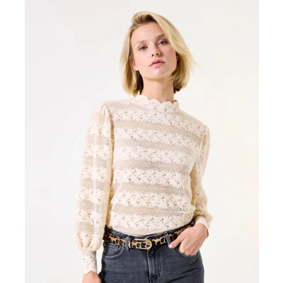 Afbeelding van Garcia Blouse Kant Gebroken wit XL