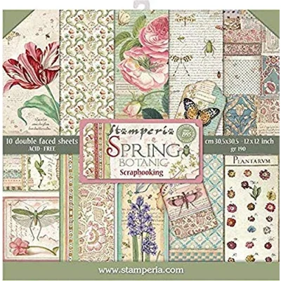 Afbeelding van STAMPERIA SBBL50 Papierblok 10 vellen dubbelzijdig Spring Botanic, meerkleurig, 30,5 x inch (30,5 cm)