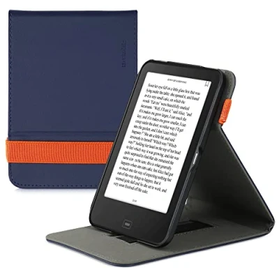 Afbeelding van kwmobile E reader hoesje compatibel met Tolino Shine 2 HD Ereader case van kunstleer cover in donkerblauw
