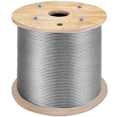 Afbeelding van VEVOR roestvrij stalen kabel, 4,8 mm x 305 m, staalkabel van staal 316, zeekwaliteit, voor balustrades, lichtkettingen, pendellampen, veranda hekken, doe het zelf baluster