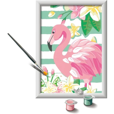 Afbeelding van Ravensburger CreArt, flamingo, creatief spel voor kinderen, aanbevolen vanaf 7 jaar, bevat een voorbedrukt board en pad naar activiteit 16 x 22 5 cm