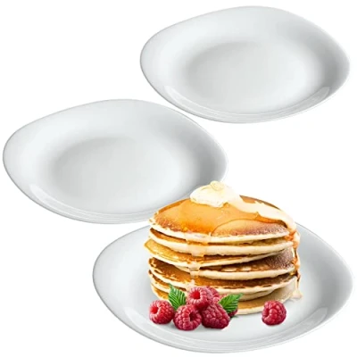 Afbeelding van KADAX Witte platte borden, vaatwassergee bordenset, eetborden van versterkt glas, modern servies voor huis en restaurant (wit/3 stuks)
