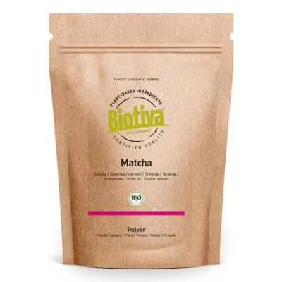 Afbeelding van Biotiva Matcha Tea Organic 100g Origineel poeder Thee, Latte, Smoothies Waardevolle Biomatcha Verpakt en gecontroleerd in Duitsland (DE ECO 005)