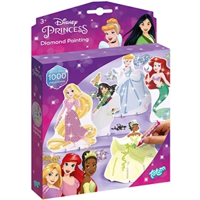 Afbeelding van Princess 44227 Diamant schilderset: versiering arelle, bel en Raponszel met prachtige glittersteentjes, meerkleurig