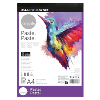 Afbeelding van Daler Rowney Simply Pastelpapier, middelgrote korrel, 150 g/m², 1 zijdig gelijmd, A4, 21 x 29,7 cm, wit, 16 vellen