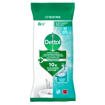 Afbeelding van Dettol Antibacteriële Reinigingsdoekjes Oceaanfris 72 stuks