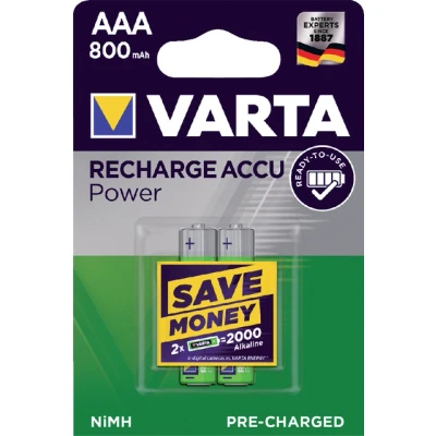 Afbeelding van Varta Batterijen Oplaadbaar NiMH HR03/AAA 1.2 Volt 800 mAh 2 Stuks
