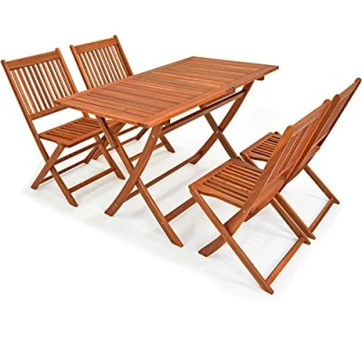 Afbeelding van Casaria Zitgroep Sydney Light FSC® Gecertificeerd Acaciahout 5 delige Opvouwbare Tuinset Hout Tuinmeubelen Tuin Balkon