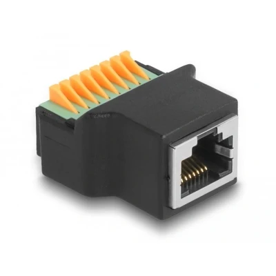Afbeelding van Delock RJ45 Buchse zu Terminalblock mit Drucktaster Adapter