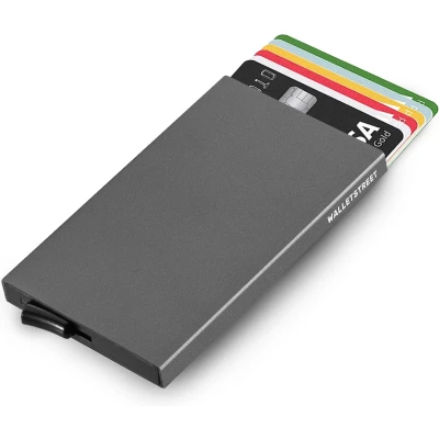 Afbeelding van Walletstreet Slim Fit Uitschuifbare Pasjeshouder Aluminium Creditcardhouder Card Protector Anti Skim/ RFID 8 Pasjes Grijs