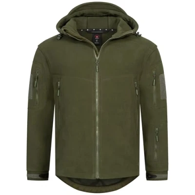 Afbeelding van Höhenhorn Biferten Militair fleecejack voor heren, winddicht, met capuchon, groen, XL